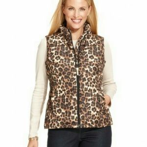 Charter Club cheetah puffer vest